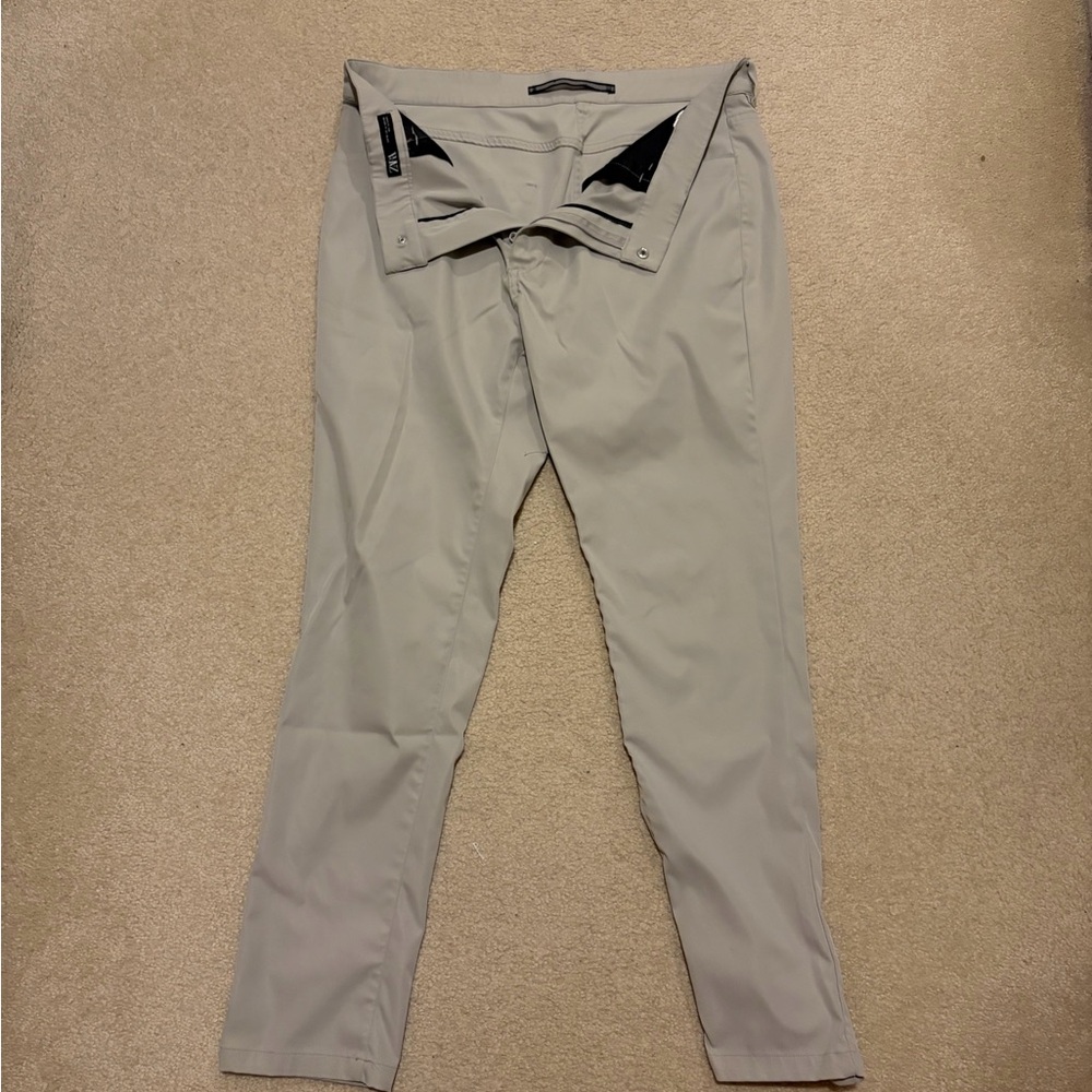 Zara Men's Light Gray Chino Pants 34x32 Slim Fit